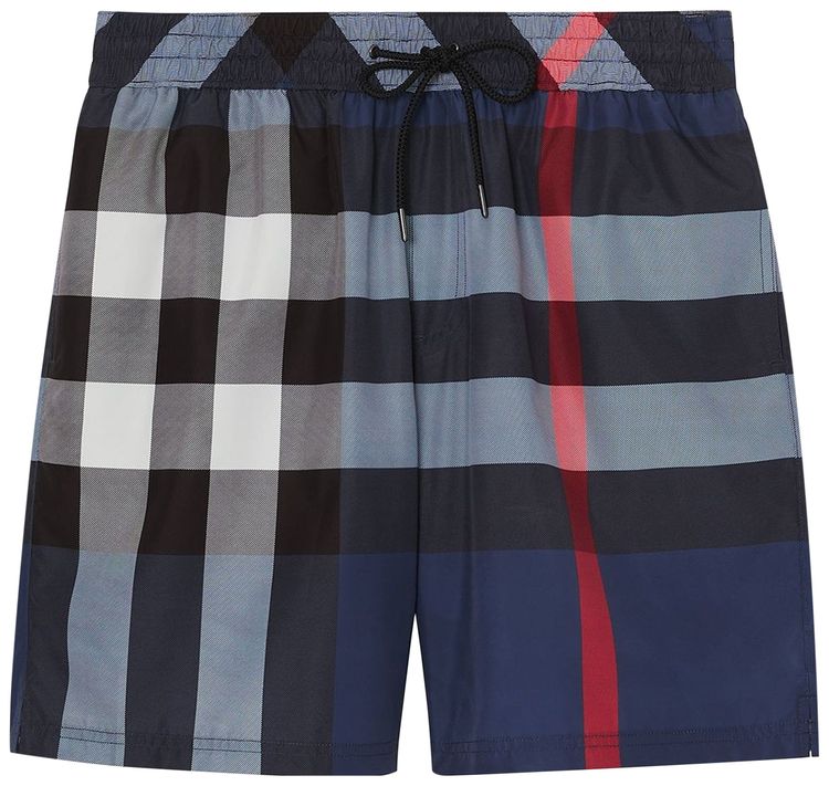 Burberry Check Drawcord Swim Shorts Carbon Blue