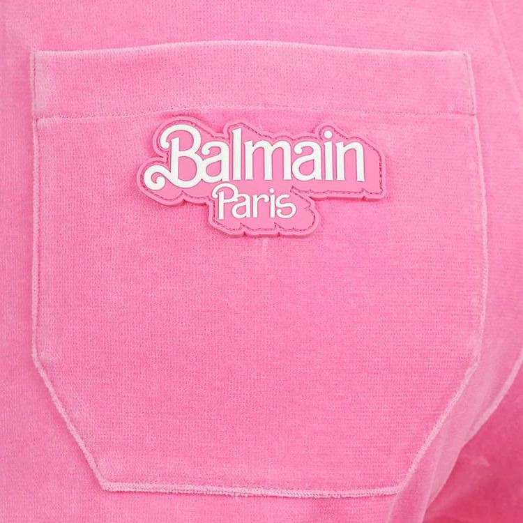 Balmain Velvet Shorts With Patch Rose