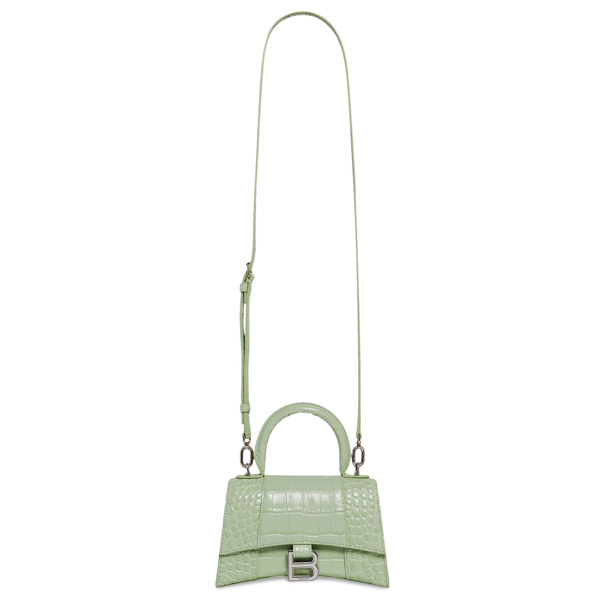 BALENCIAGA●トートバック  XS 592833 Women's Hourglass Xs Handbag Crocodile Embossed in White