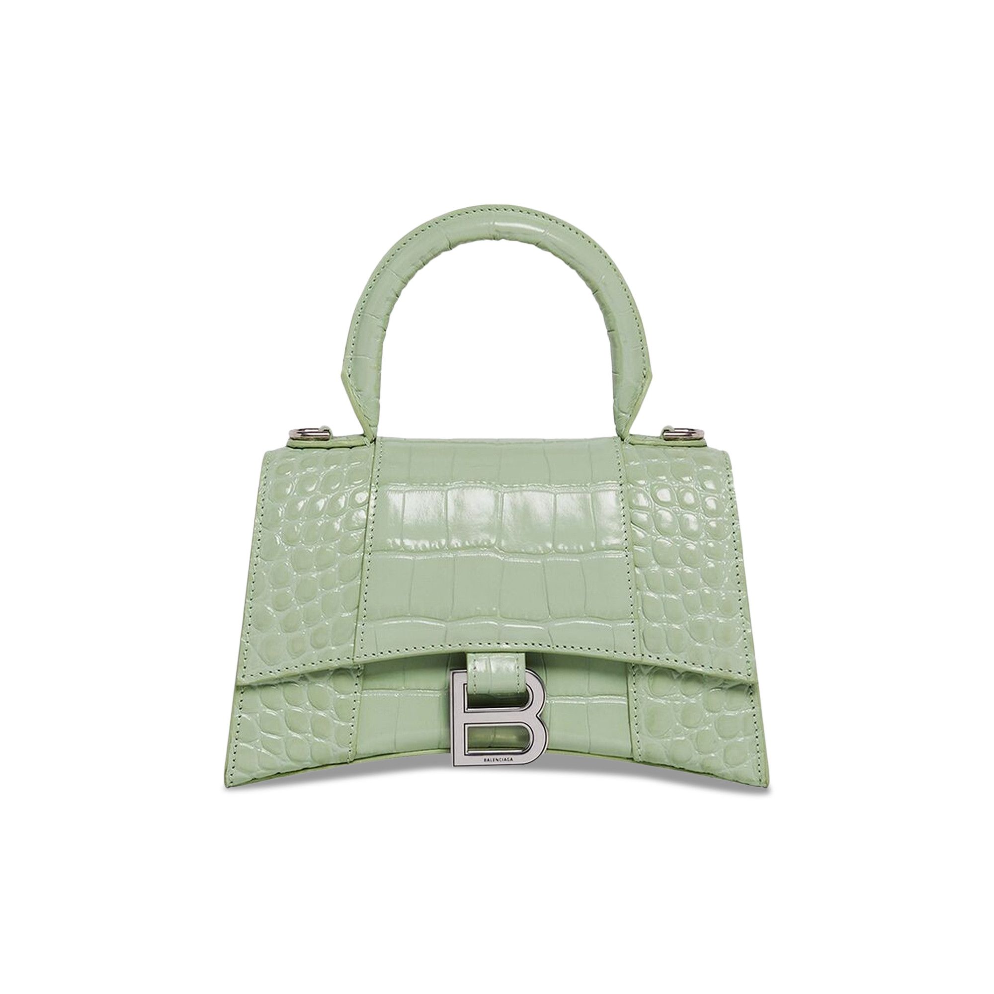 BALENCIAGA●トートバック  XS 592833 Women's Hourglass Xs Handbag Crocodile Embossed in White