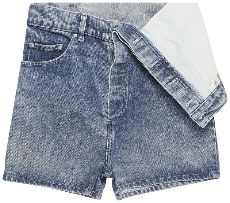 YProject Classic Asymmetric Waist Shorts Ice Blue
