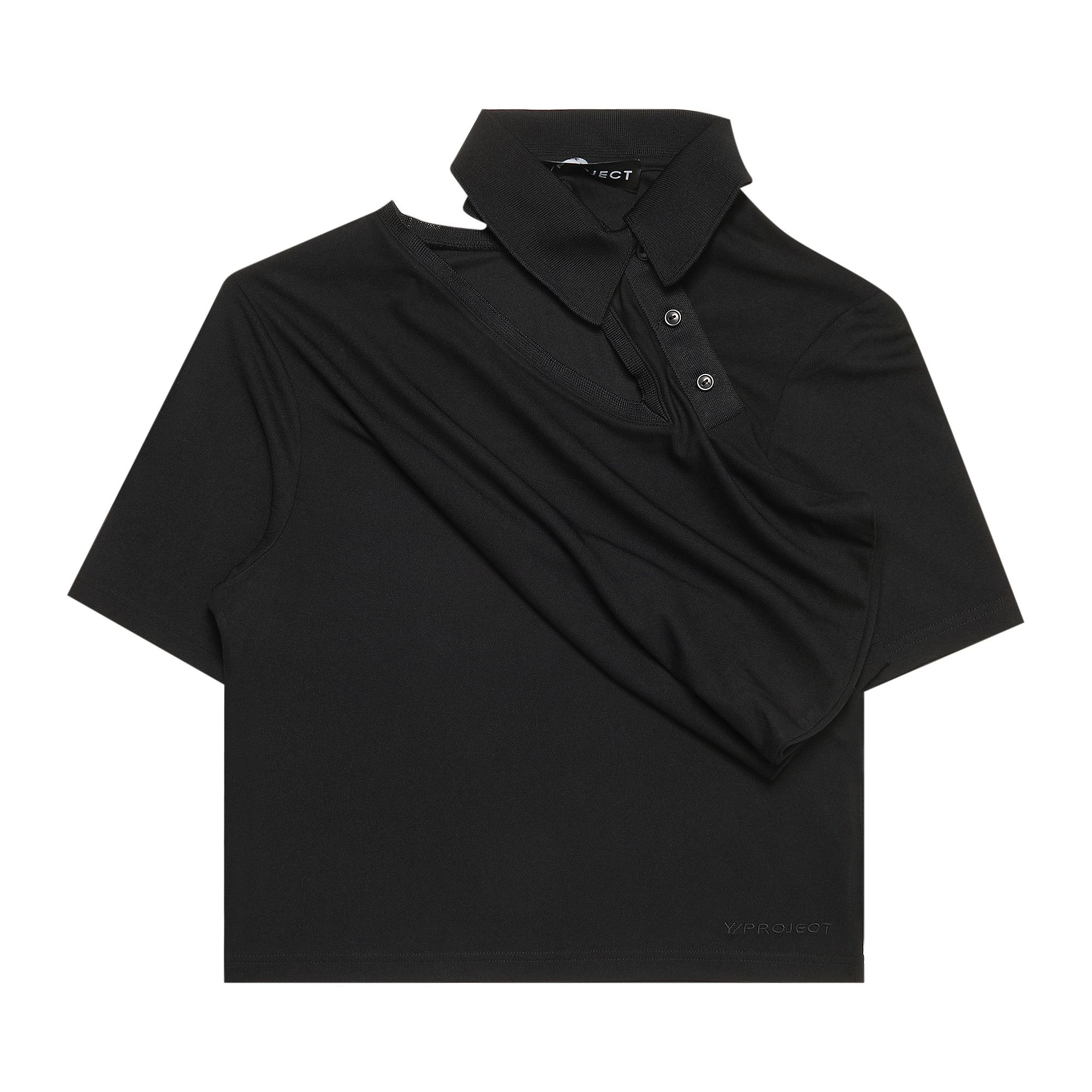 Buy Y/Project Twisted Double Collar Polo 'Black' - WPO10 S22