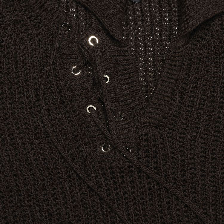 YProject Double Collar Laced Pullover Dark Brown