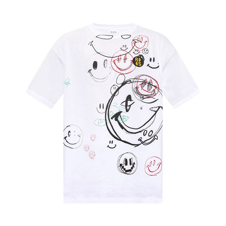Raf Simons Big Fit T Shirt With Student Drawing Print White