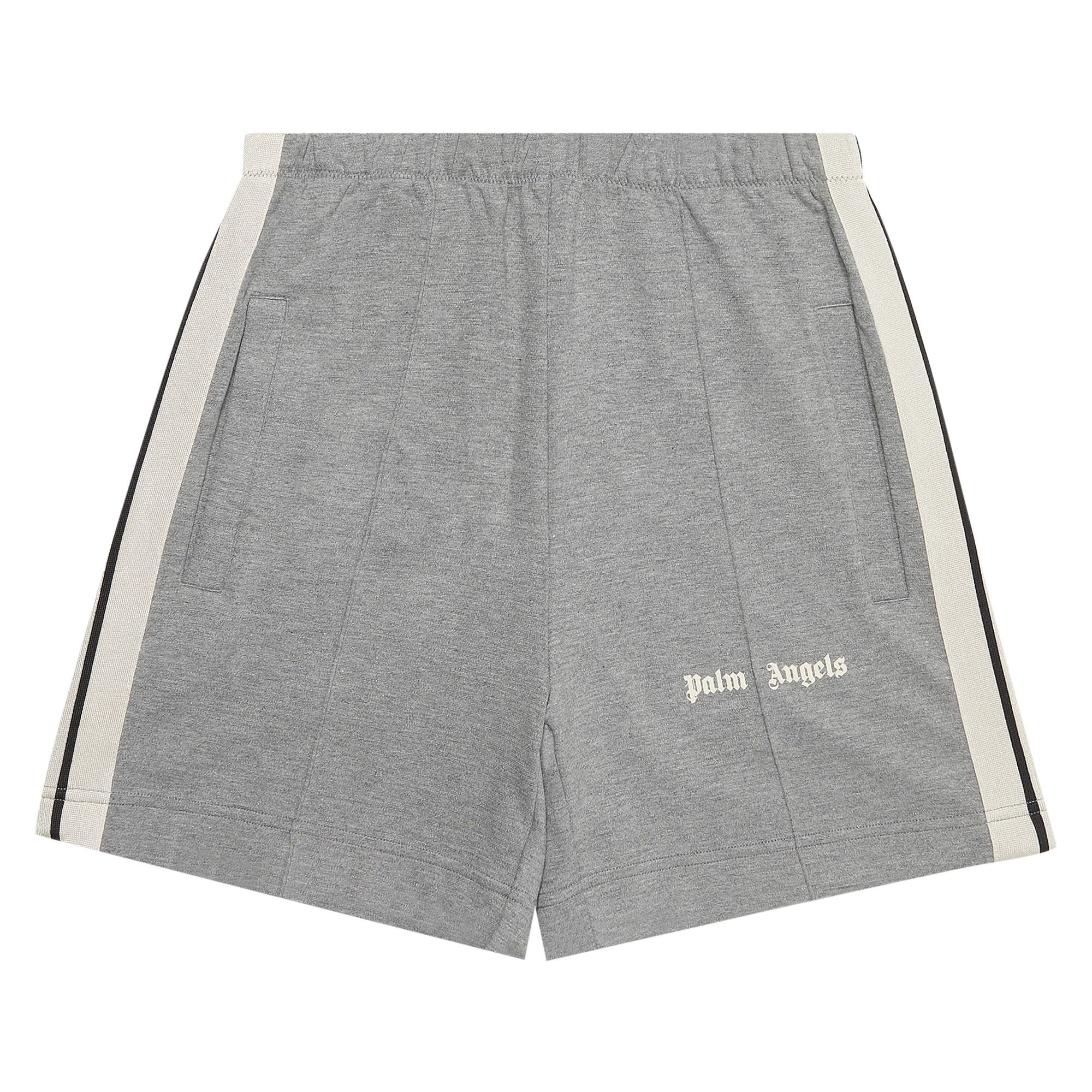 Buy Palm Angels Chenille Track Shorts 'Melange Grey/Black