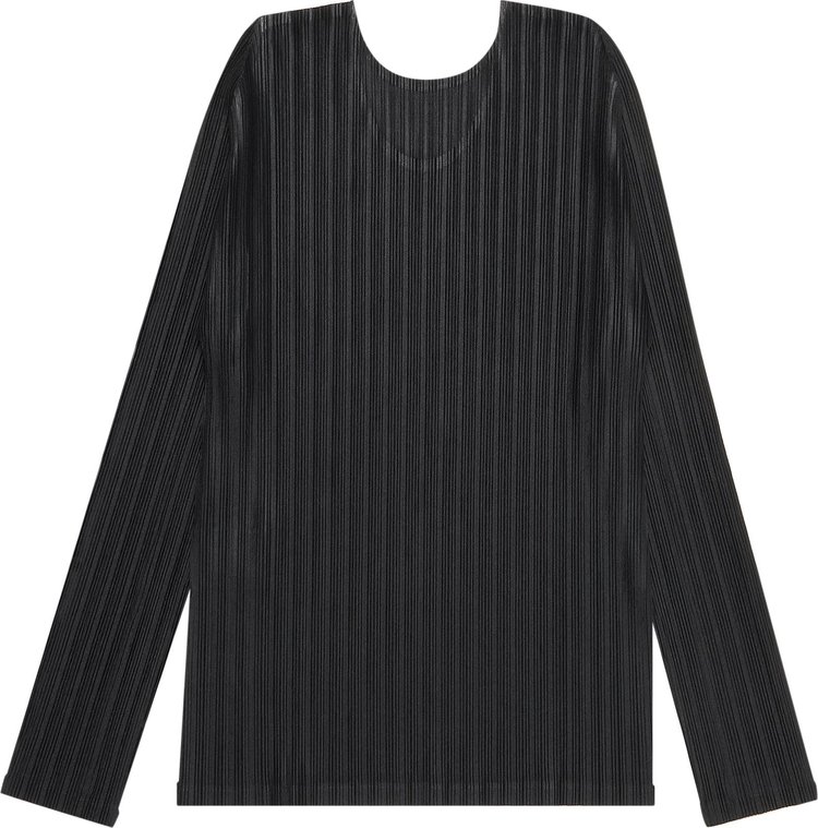 Pleats Please Issey Miyake Pleated Crewneck Top Black