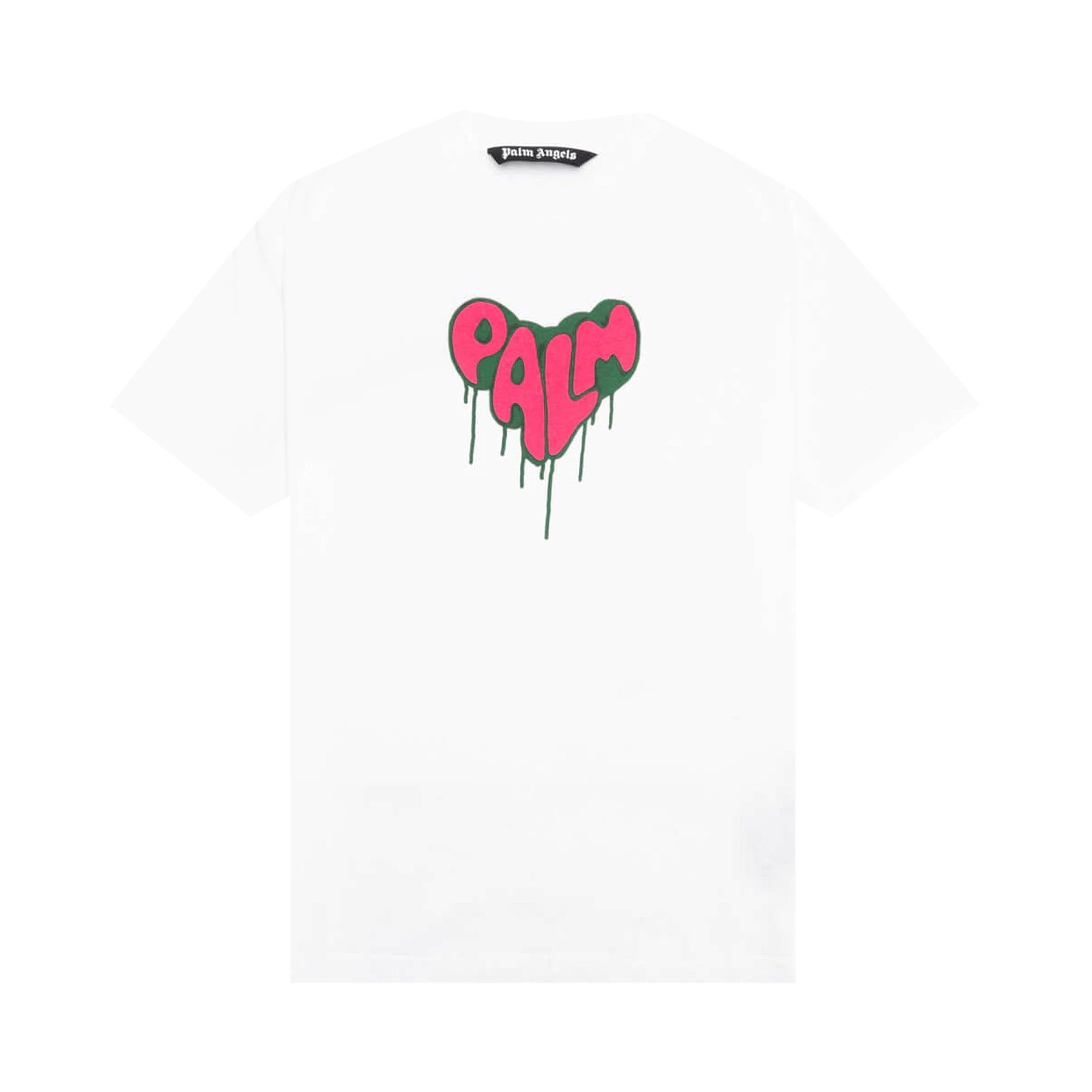 Palm Angels Spray Heart Classic Tee 'White/Fuchsia'