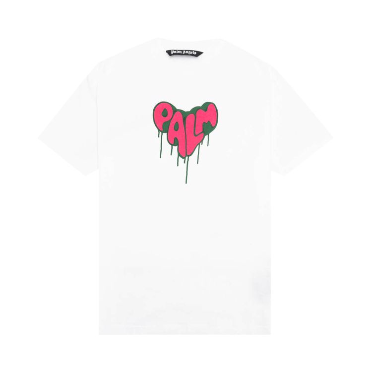 Palm Angels Spray Heart Classic Tee WhiteFuchsia