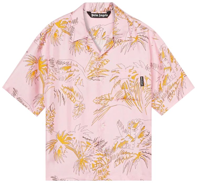 Palm Angels Abstract Palms Bowling Shirt PinkGold