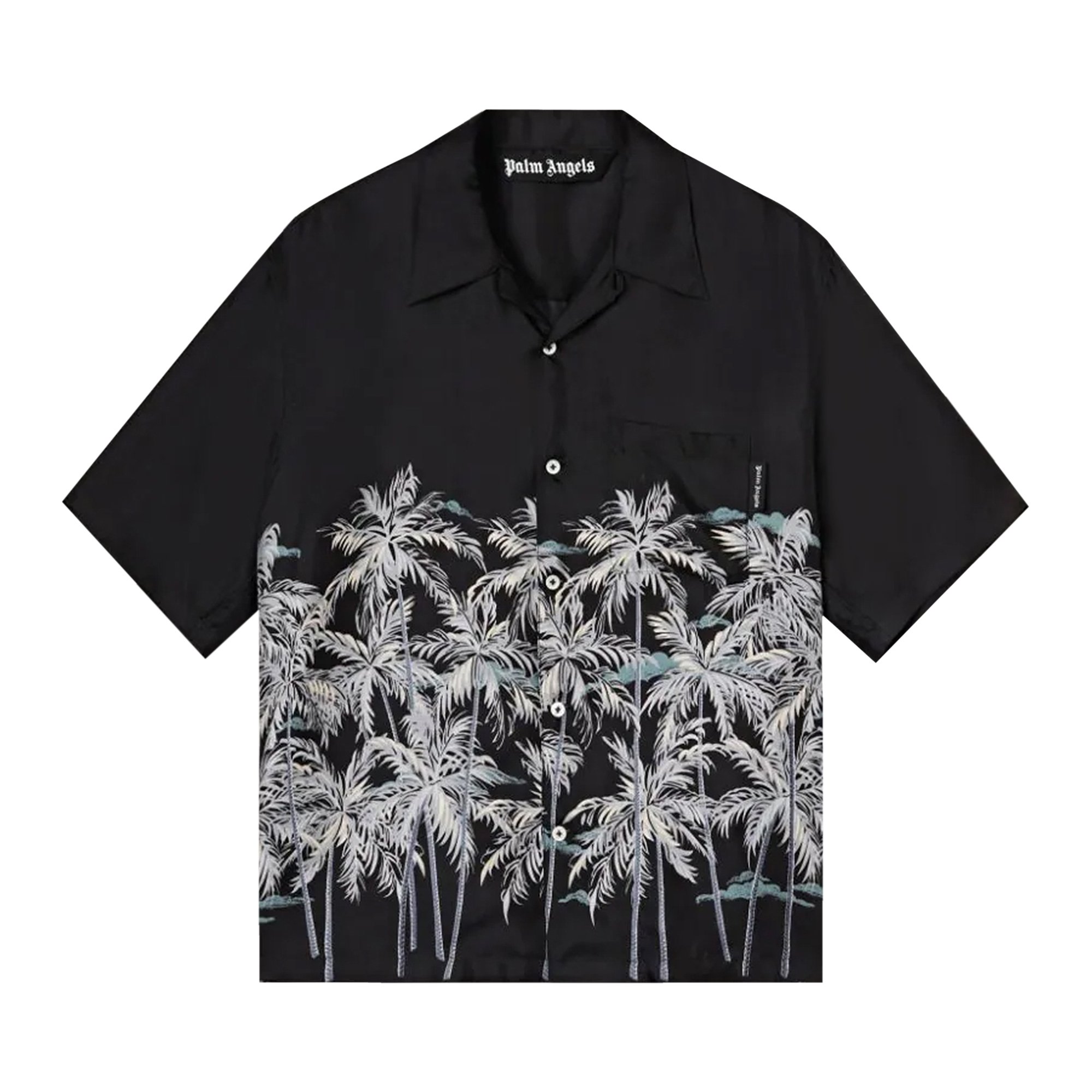 Palm Angels Allover Palms Bowling Shirt 'Black/White'
