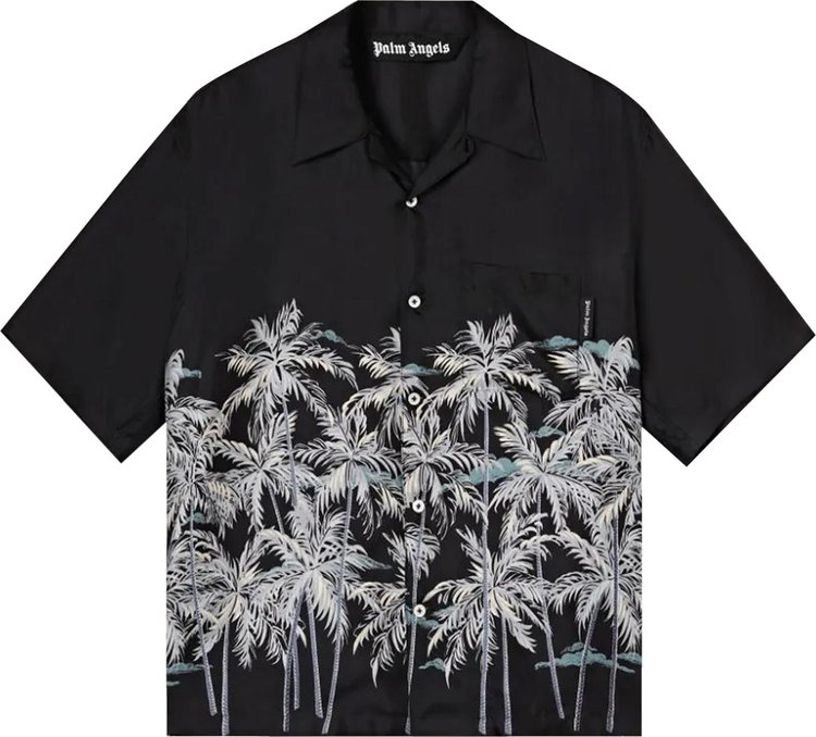 Buy Palm Angels Allover Palms Bowling Shirt 'Black/White ...