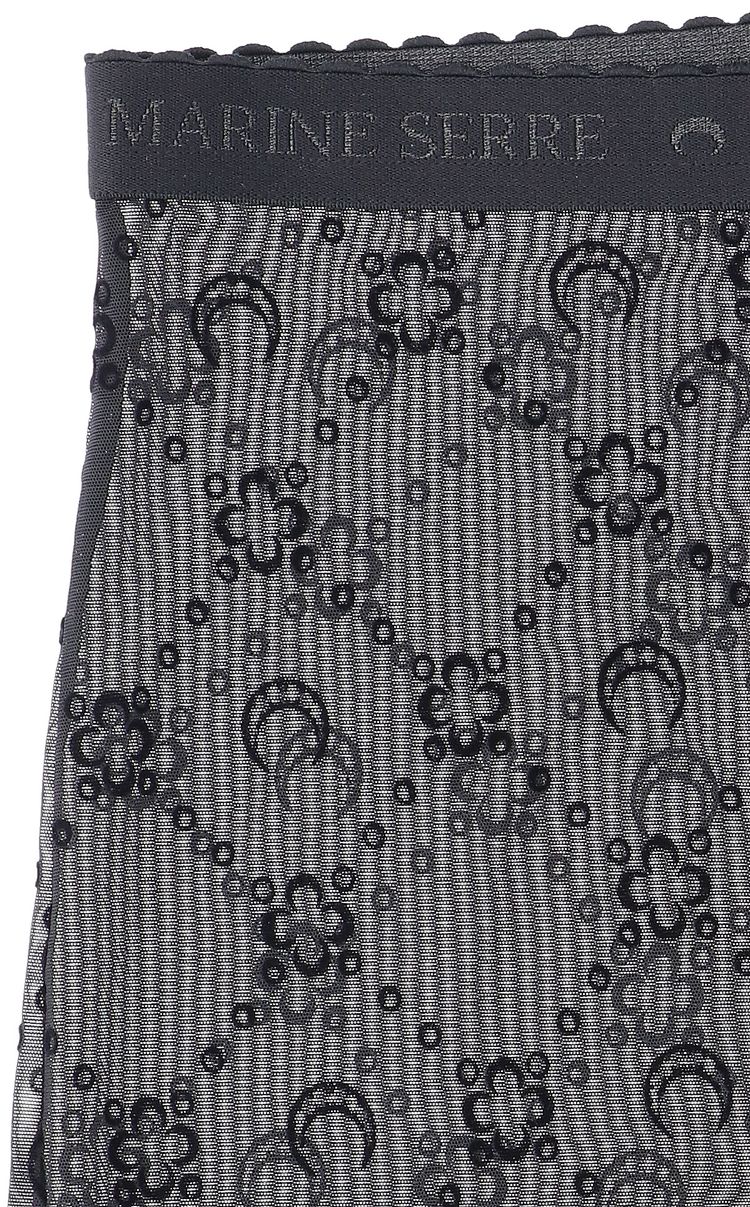 Marine Serre Recycled Moonogram Flocked Mesh Tights Black