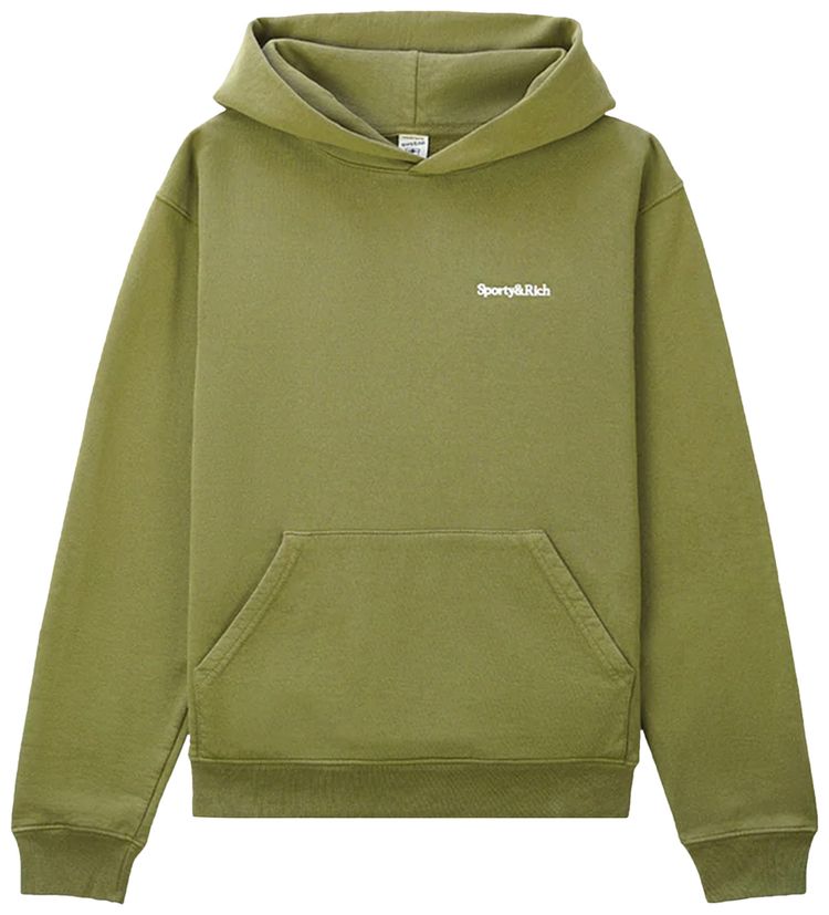 Sporty  Rich Serif Logo Hoodie OliveWhite