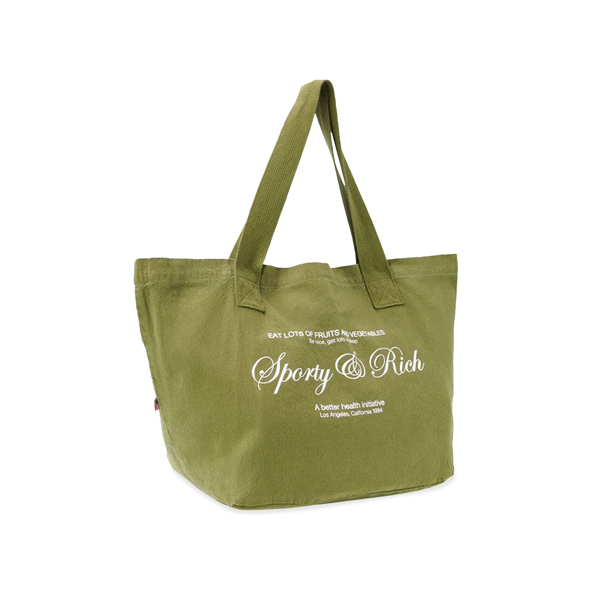 Buy Sporty Rich Script Logo Tote Bag Olive White 0690 1SS220409SLTB OLIV GOAT