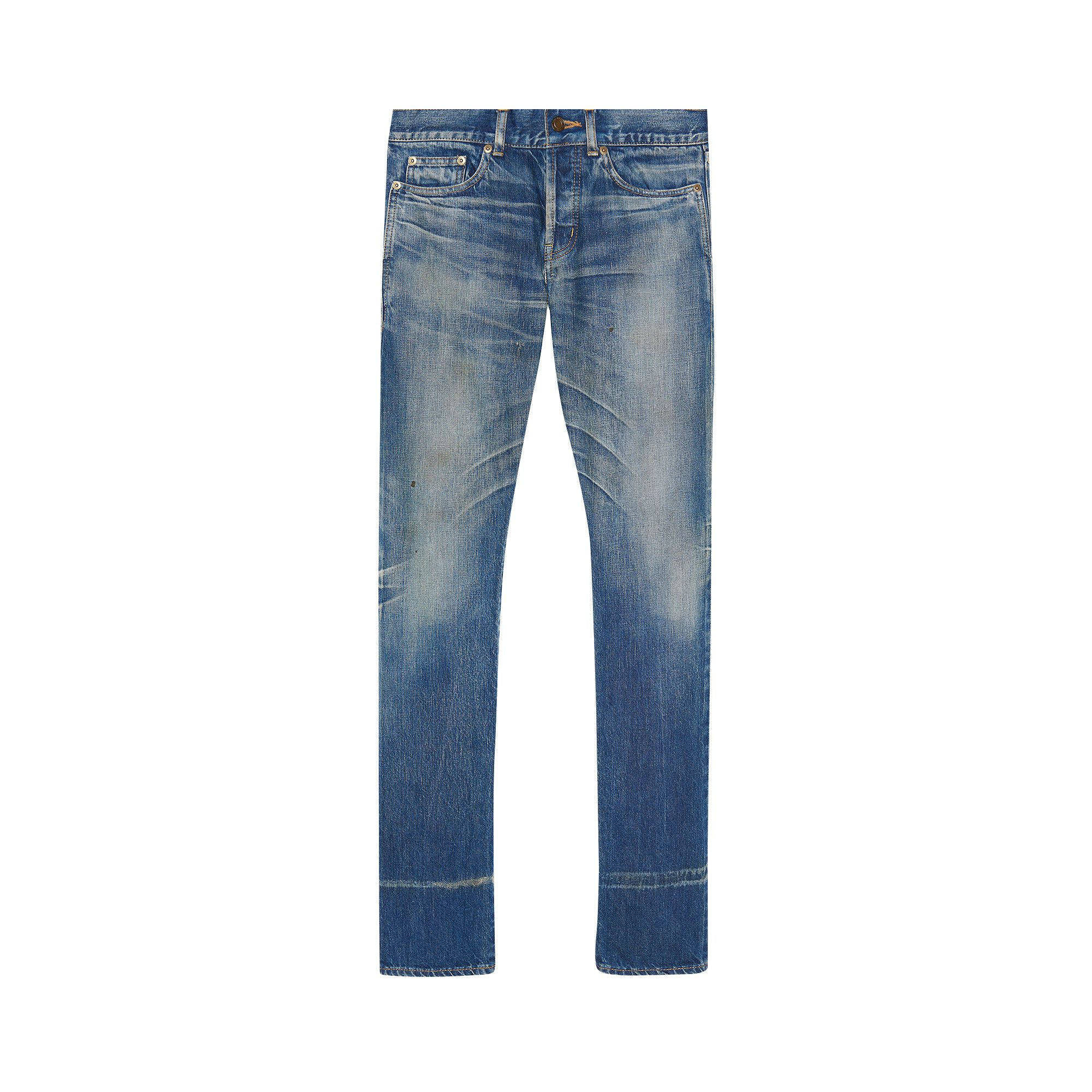 Buy Saint Laurent Slim Fit Jeans Dirty Winter Blue 597052