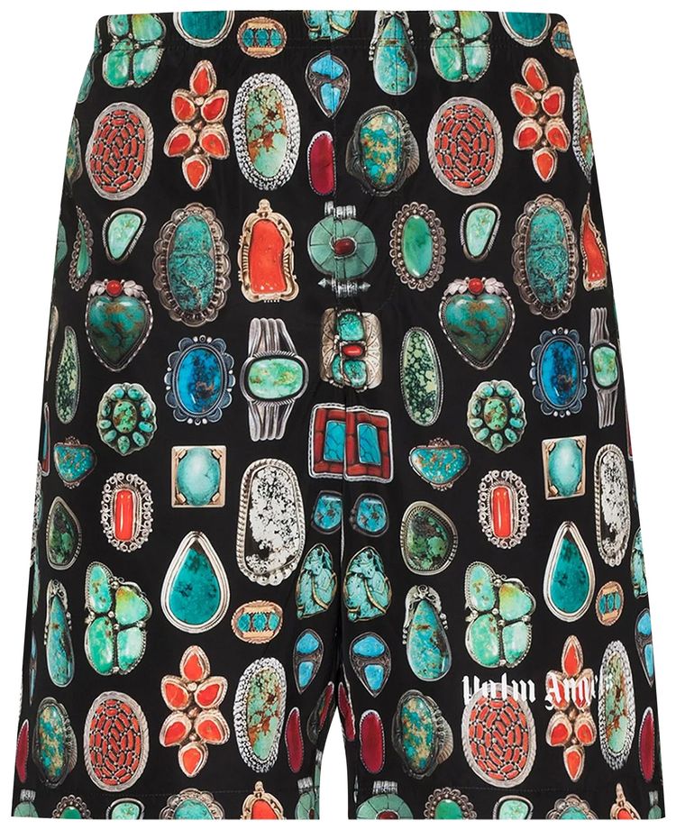 Palm Angels Jewels Swim Shorts BlackMulticolor