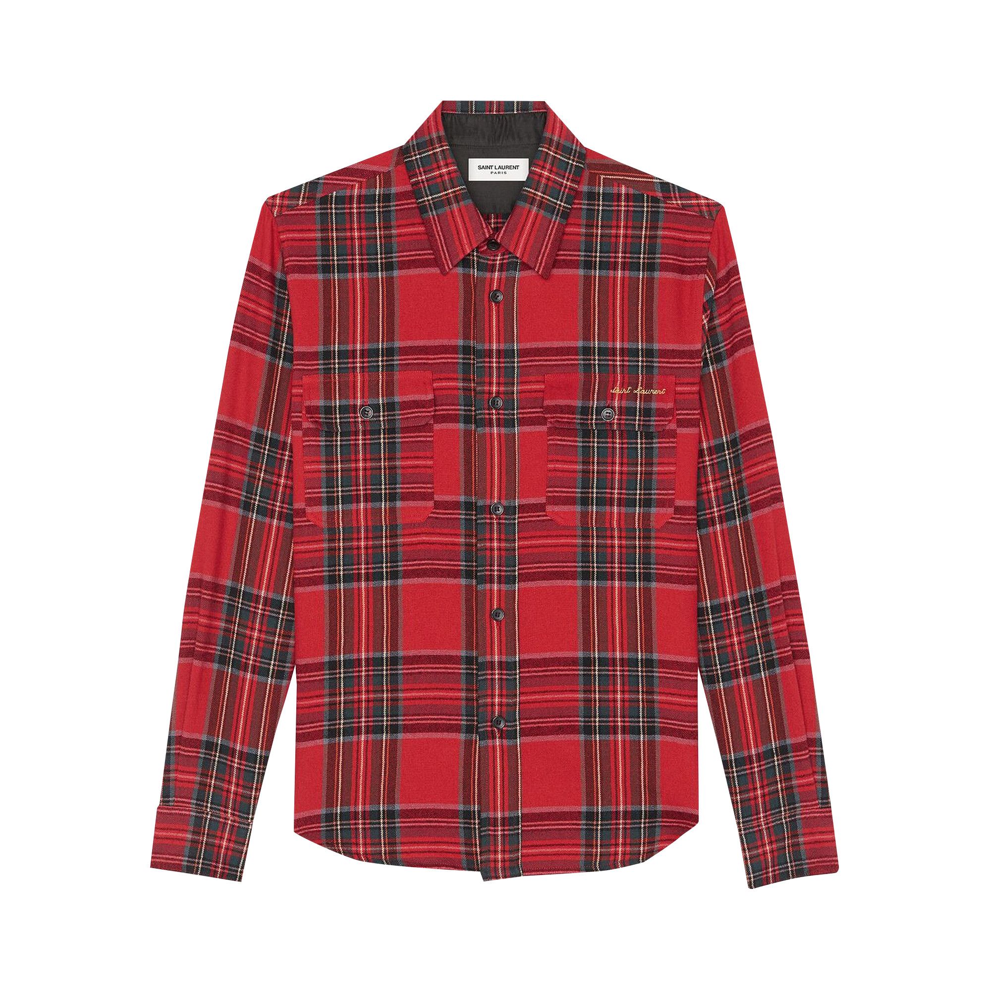 【在庫あり/即出荷可】 Saint Buy Laurent Flannel Tartan In Overshirt Embroidered トップス
