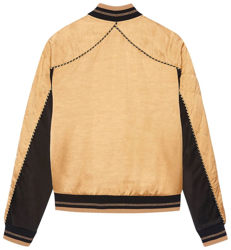 Saint Laurent Teddy Quilted Jacket Pale GoldBlack