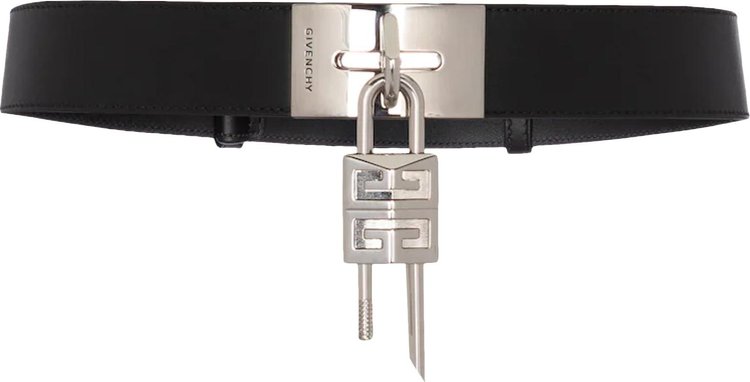 Givenchy Lock Belt In Leather With Padlock 'Black'