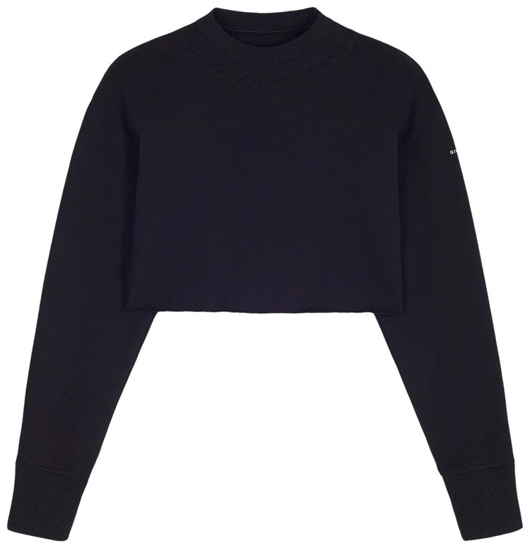 Givenchy Cropped Swearshirt With Embossed Chain Collar Black