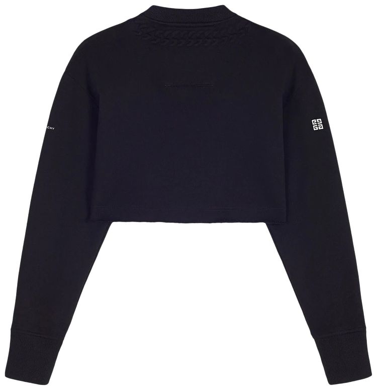 Givenchy Cropped Swearshirt With Embossed Chain Collar Black