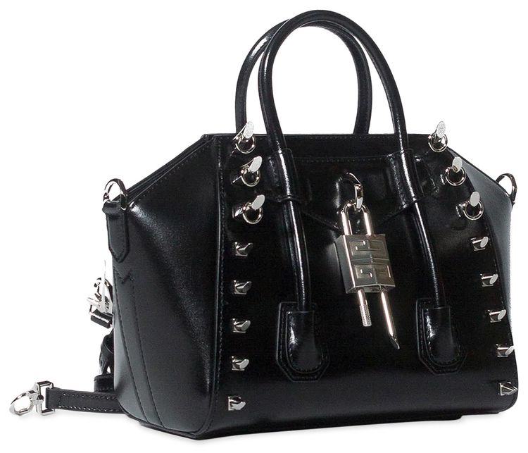 Givenchy Mini Antigona Lock Leather Satchel Black