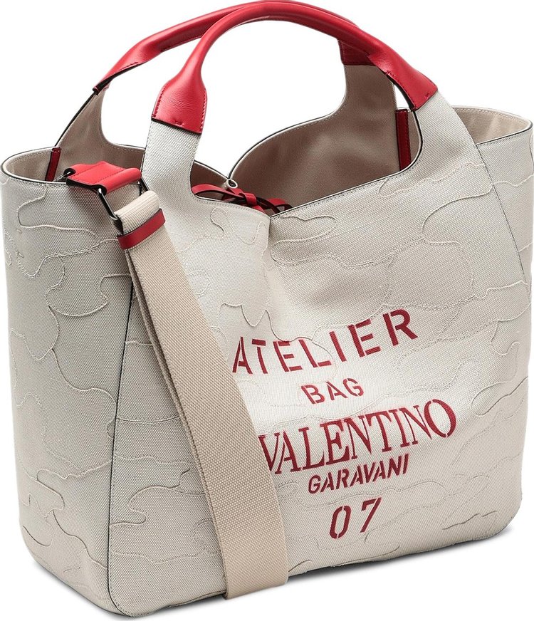 Valentino 07 Camouflage Edition Atelier Tote Bag WhiteRed