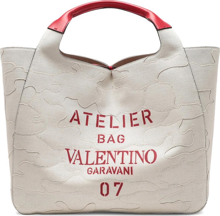 Valentino 07 Camouflage Edition Atelier Tote Bag 'White/Red'