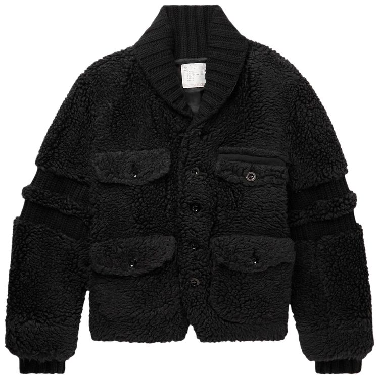 Sacai Faux Shearling Jacket Black