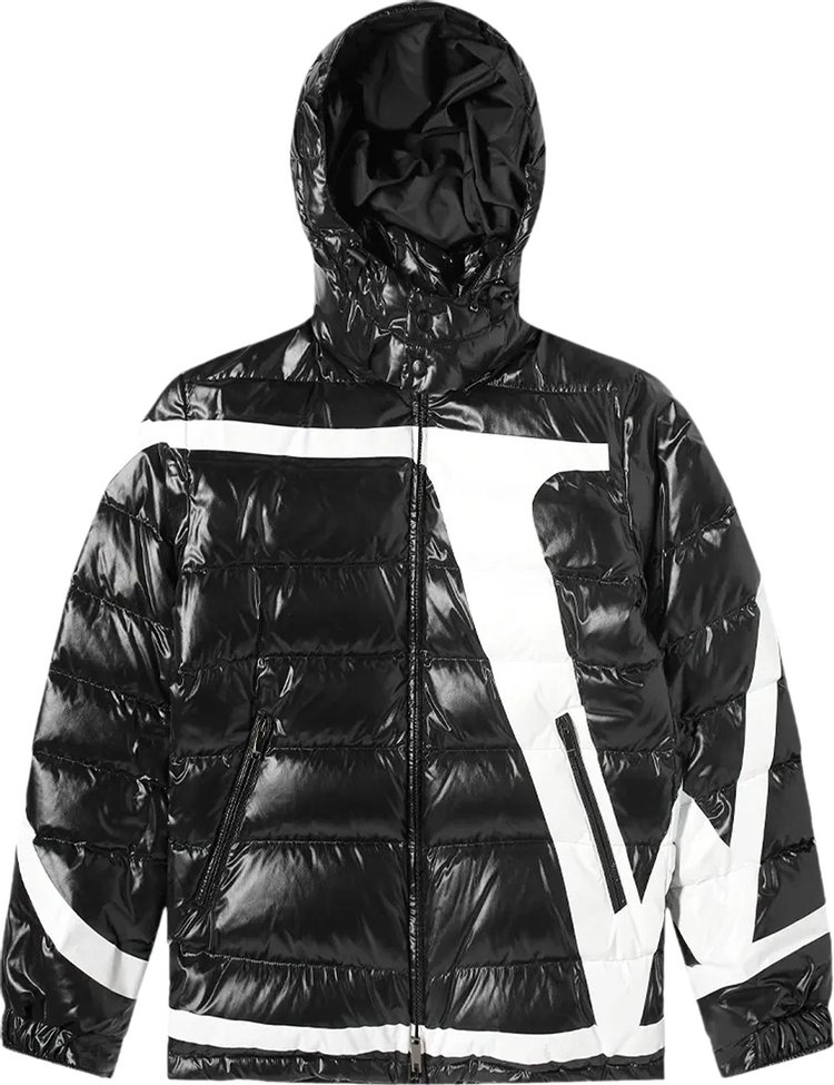 Valentino Puffer Jacket With Vlogo Signature Print 'Black/White'