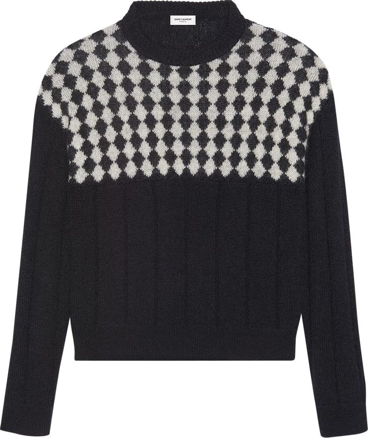 Saint Laurent Sweater With Diamond Patternd Bib 'Black/Chalk'