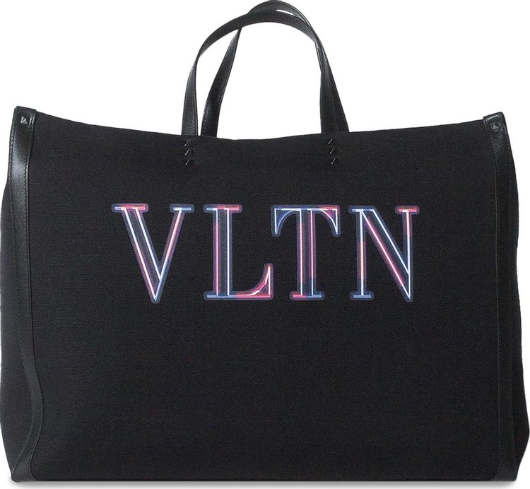 Buy Valentino Large VLTN Neon Tote Bag 'Black' - XY2B0A34DJK | GOAT