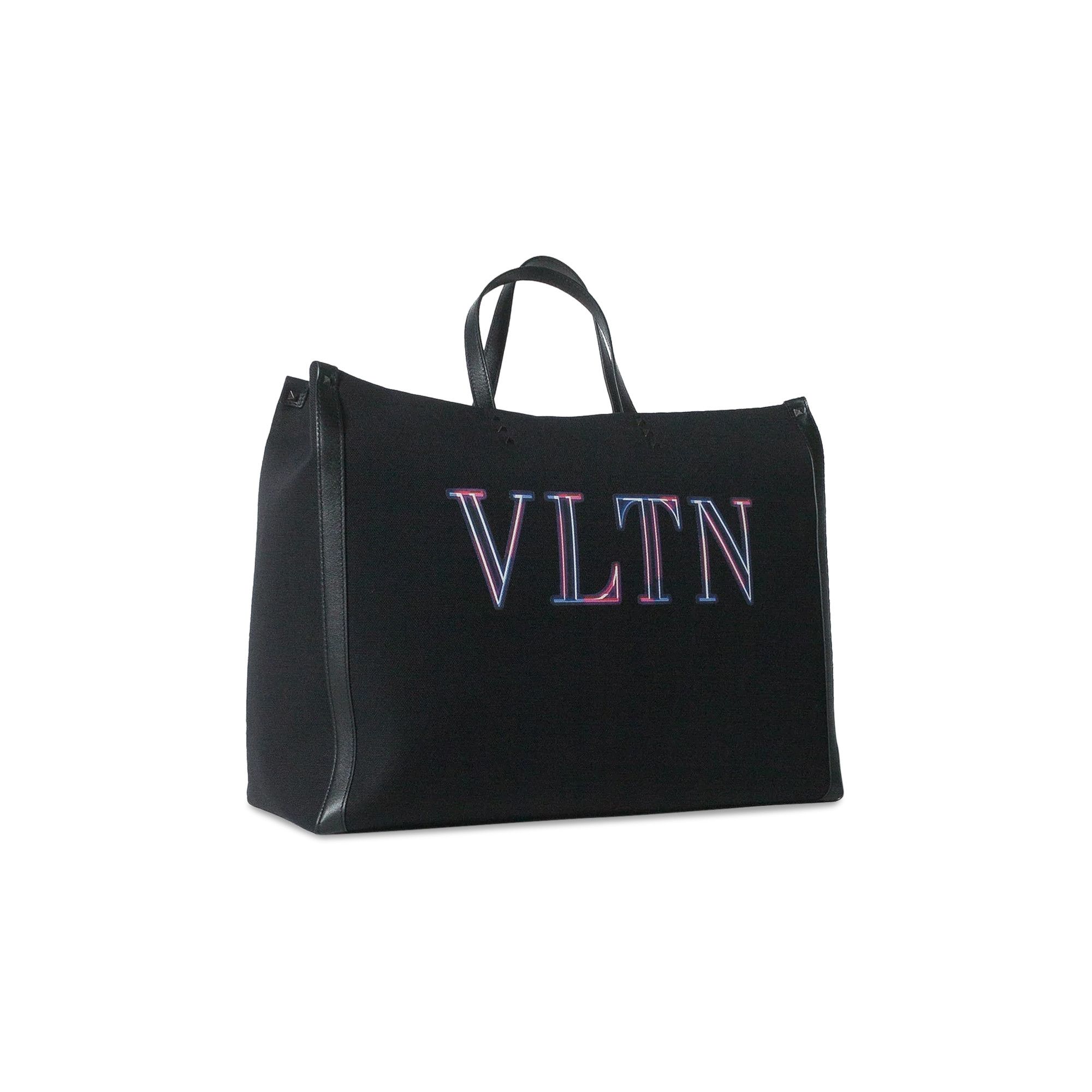 Buy Valentino Large VLTN Neon Tote Bag 'Black' - XY2B0A34DJK | GOAT