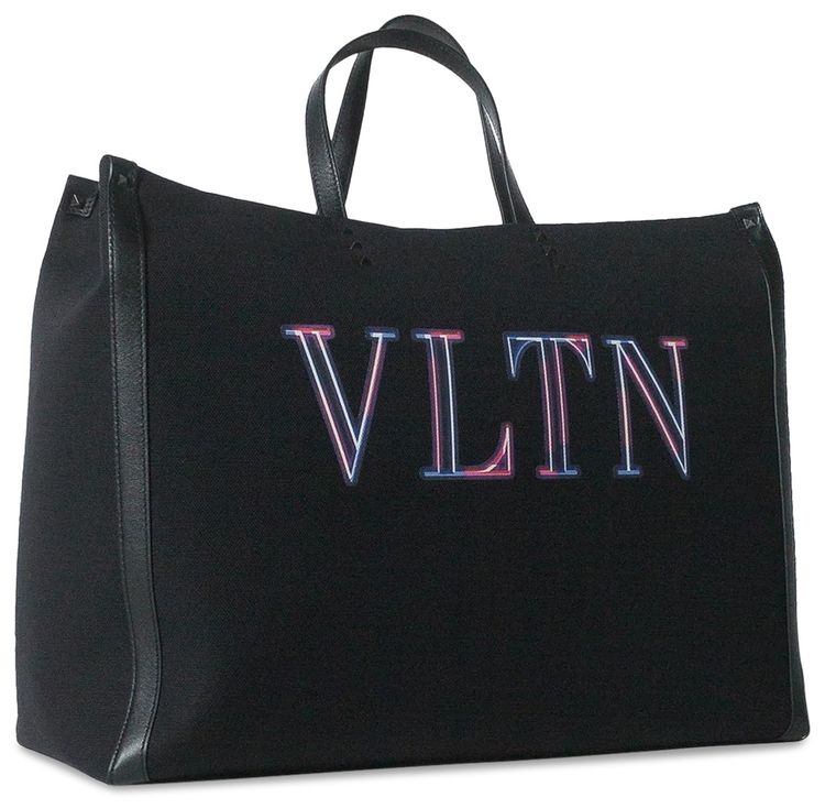 Valentino Large VLTN Neon Tote Bag Black