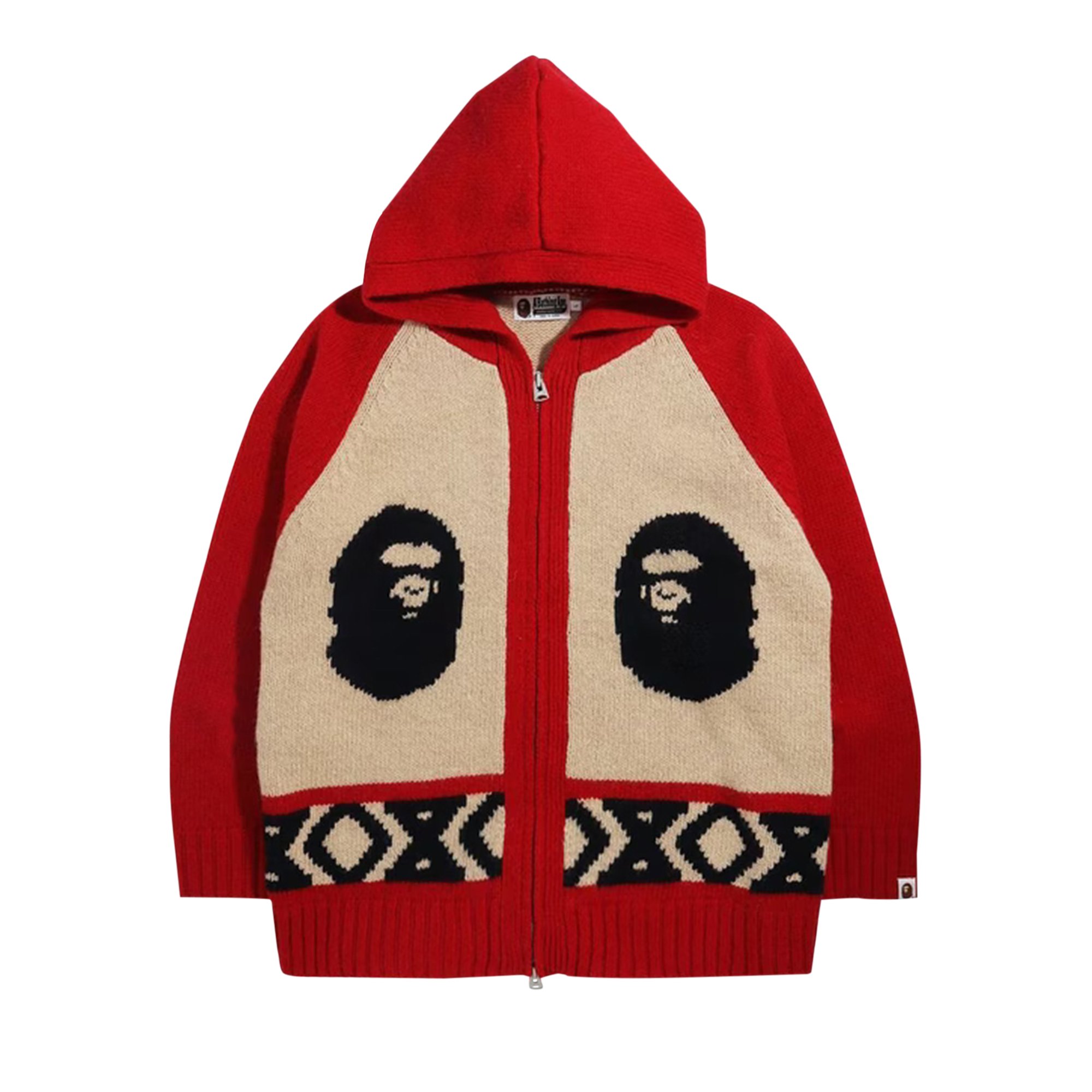 Buy BAPE Ape Head Knit Zip Hoodie 'Red' - 1H80 120 002 RED | GOAT