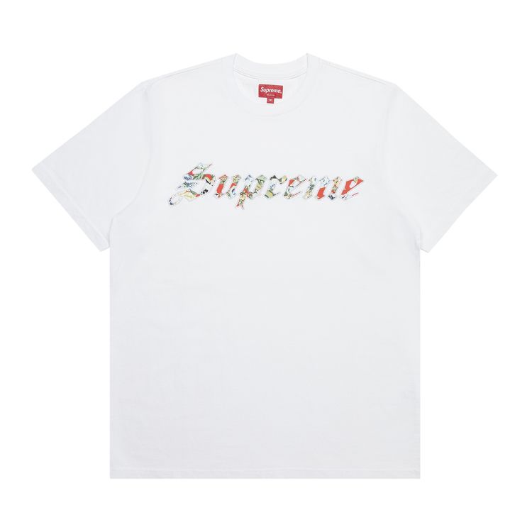 Supreme Floral Applique Short Sleeve Top White