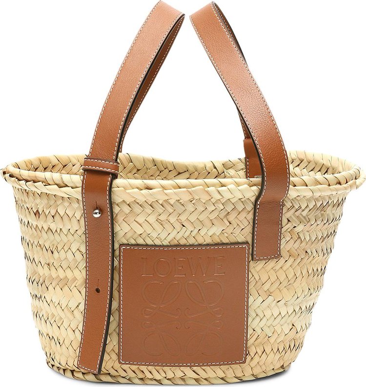 LOEWE Small Raffia Basket Tote Bag Tan