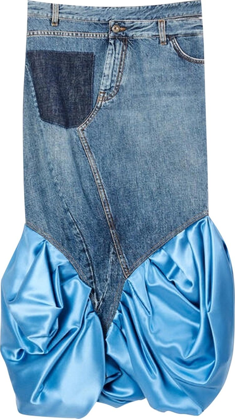 Loewe Satin Panel Denim Skirt 'Blue Denim'