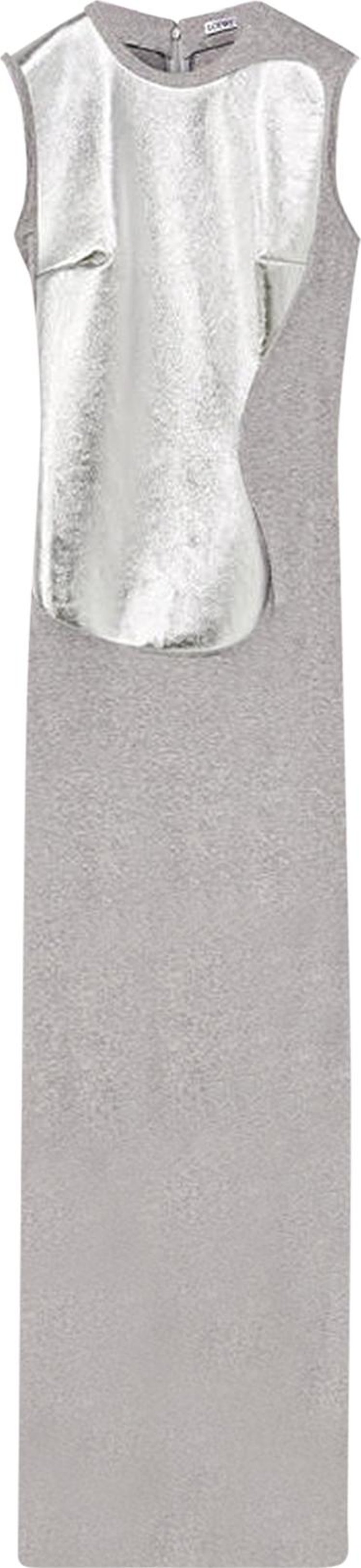 Loewe Leather Panel Long Dress 'Grey/Silver'