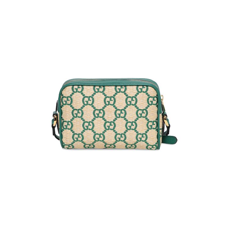 Gucci Ophidia GG Supreme Crossbody Bag Green GG Straw Effect
