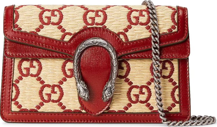 Gucci Dionysus Super Mini Bag 'Red GG Straw Effect'