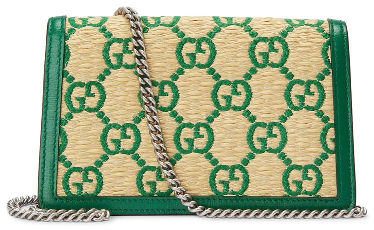 Gucci Dionysus Super Mini Bag Green GG Straw Effect
