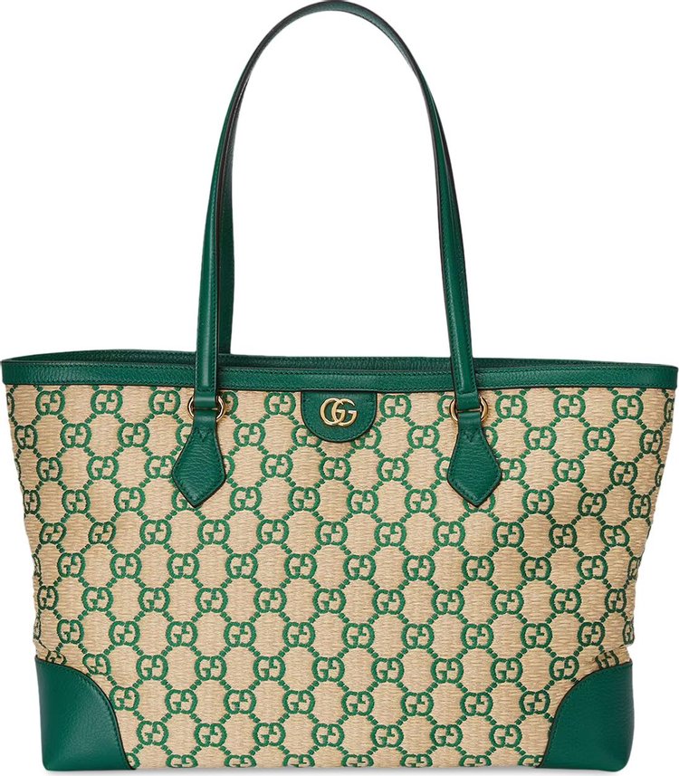Gucci Ophidia Medium GG Tote Bag 'Green GG Straw Effect'