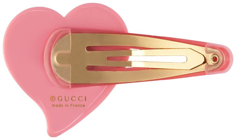 Gucci Hair Clip With GG And Heart Detail Pink