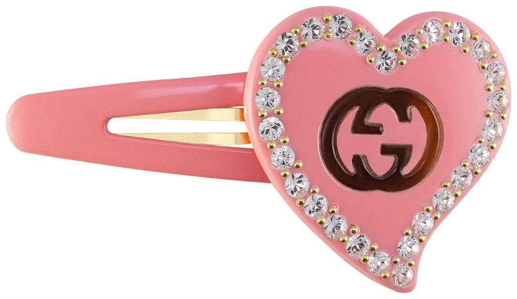 Gucci Hair Clip With GG And Heart Detail Pink