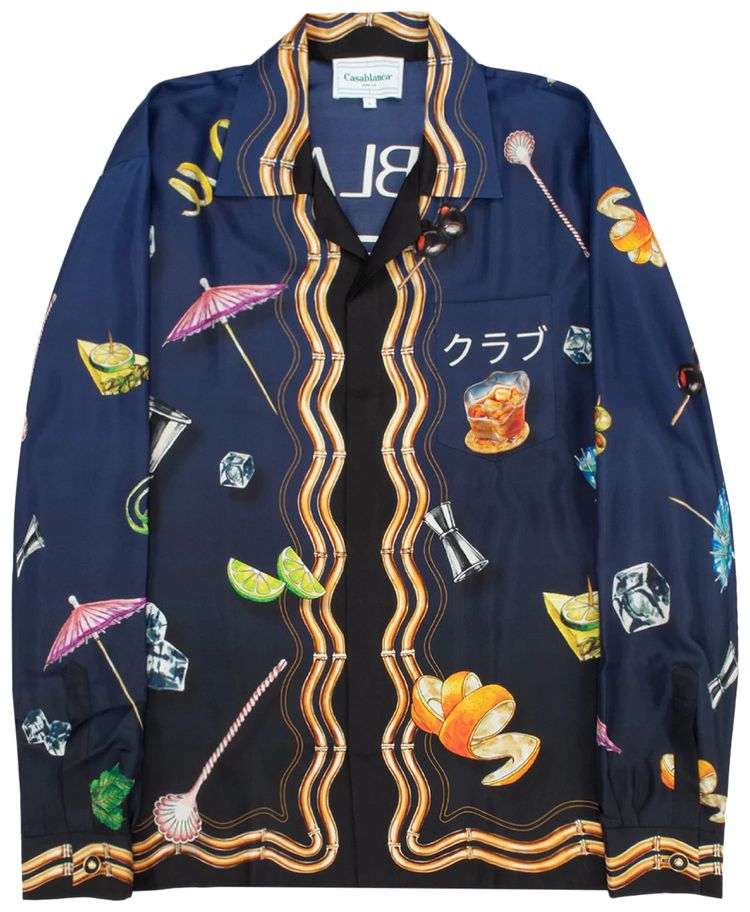 Casablanca Long Sleeve Cuban Collar Shirt Casa Club Nuit