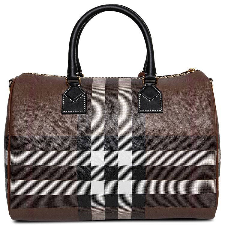 Burberry Medium Check Bowling Bag Dark Birch Brown
