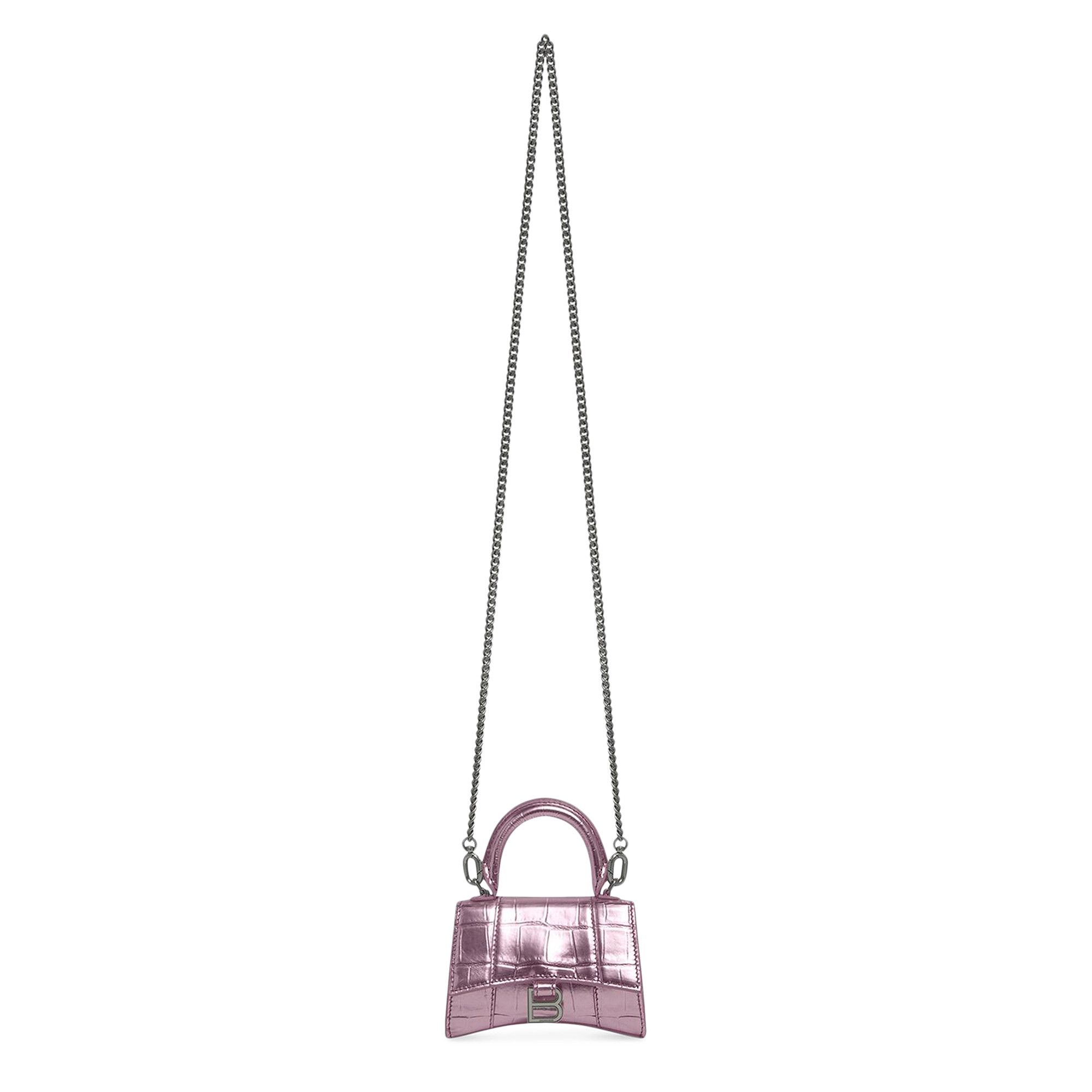 ☆関税込☆BALENCIAGA★MINI HOURGLASS CHAIN TOTE BAG★ Balenciaga Hourglass Mini Handbag with Chain in Sparkling