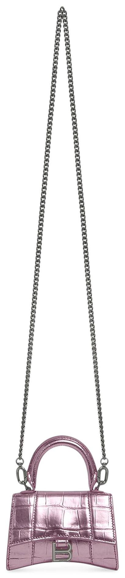 Balenciaga Hourglass Mini Handbag With Chain Pink