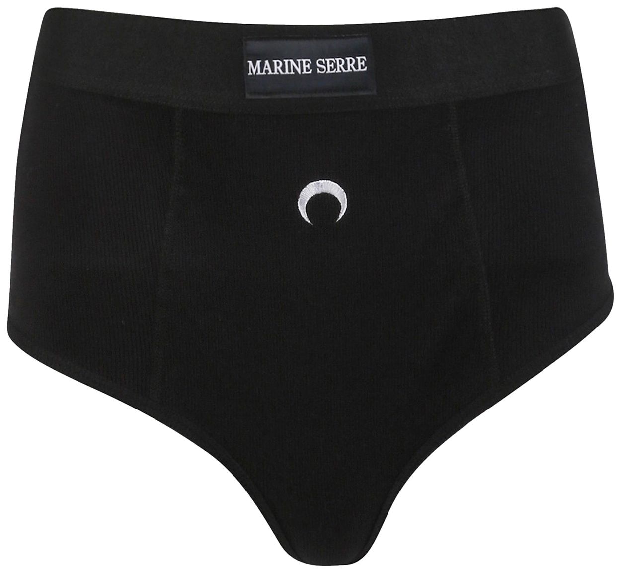Buy Marine Serre Ribbed Cotton Branded Panties 'Black' - UW001ICONWFW21